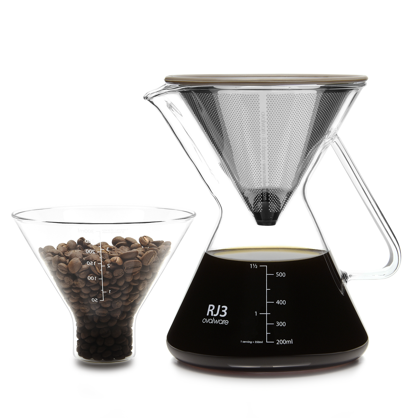 Ovalware Pour Over Coffee Maker with Stainless Steel Filter (17oz)