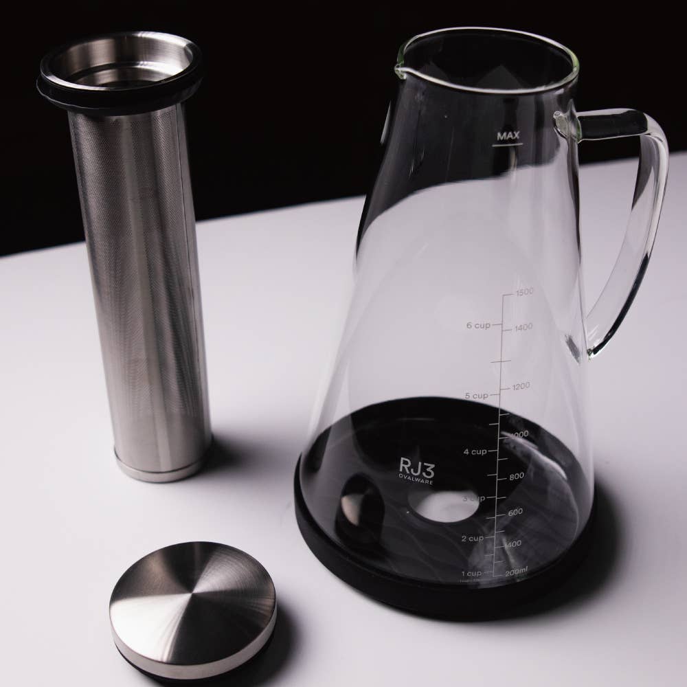 Ovalware Airtight Cold Brew Iced Coffee Maker Pitcher & Tea Infuser (1.5L)