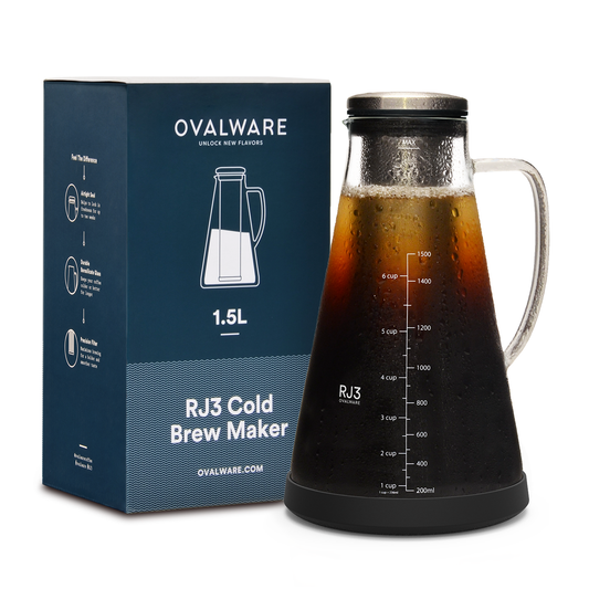 Ovalware Airtight Cold Brew Iced Coffee Maker Pitcher & Tea Infuser (1.5L)