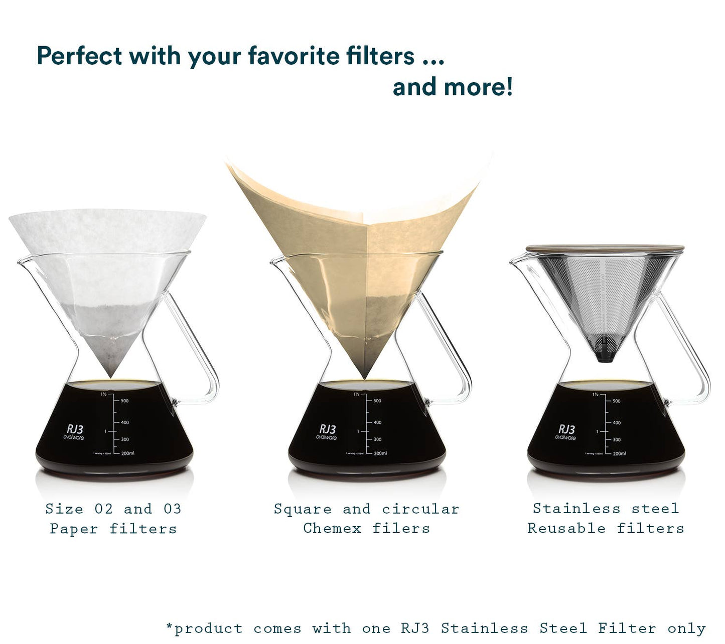 Ovalware Pour Over Coffee Maker with Stainless Steel Filter (17oz)