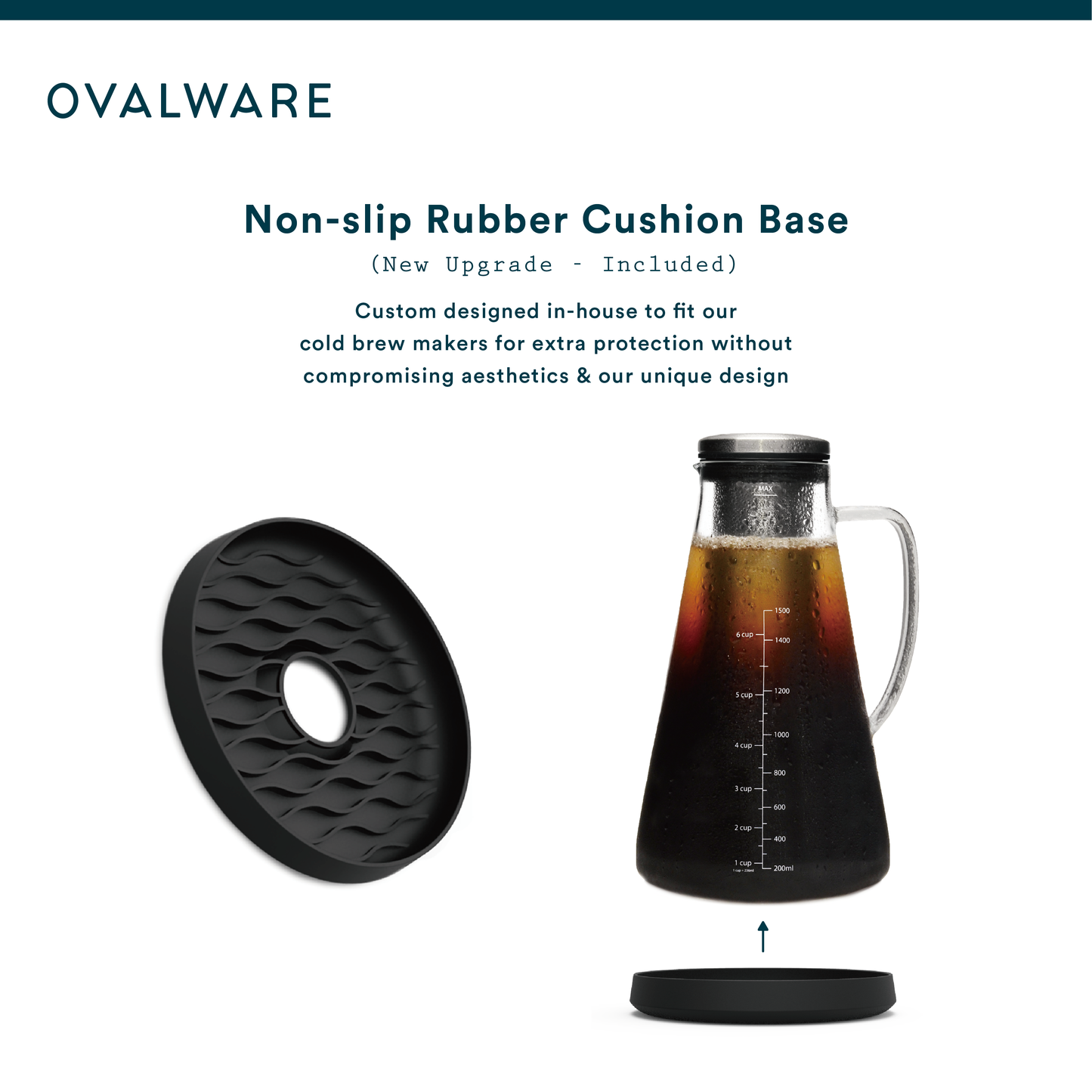 Ovalware Airtight Cold Brew Iced Coffee Maker Pitcher & Tea Infuser (1.5L)