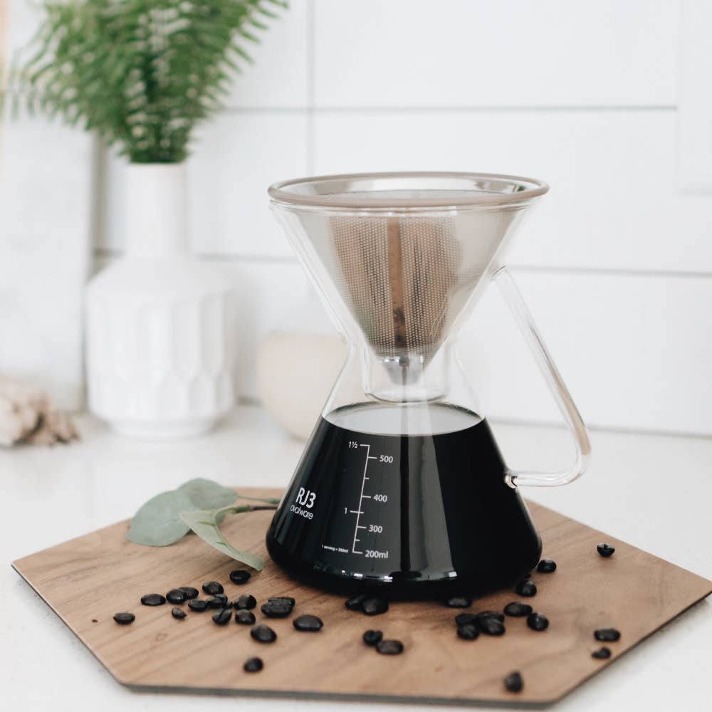 Ovalware Pour Over Coffee Maker with Stainless Steel Filter (17oz)